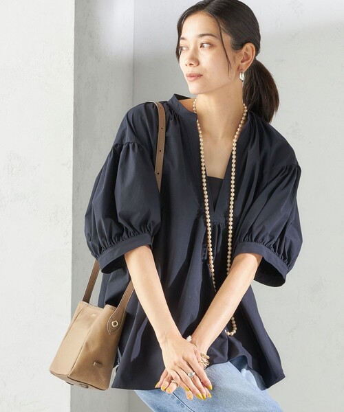 接触冷感 / 撥水加工〉TEX BRID(R)タフタ スキッパー 5分袖