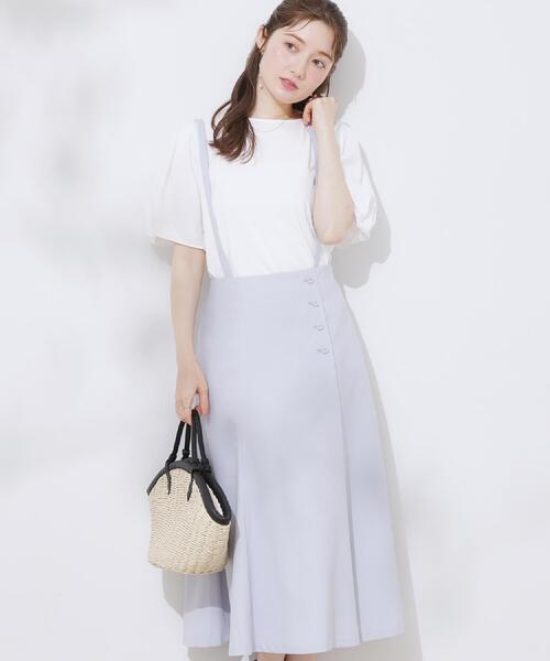 couture brooch（クチュールブローチ）の「【2WAY・通勤・きれいめ】リネンライク サス付きスカート（スカート・レディース・ナチュラル/ブラウン系その他/サックスブルー・42/40/38/36）」の11枚目の写真