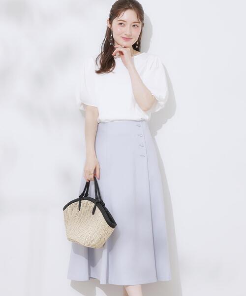 couture brooch（クチュールブローチ）の「【2WAY・通勤・きれいめ】リネンライク サス付きスカート（スカート・レディース・ナチュラル/ブラウン系その他/サックスブルー・42/40/38/36）」の13枚目の写真