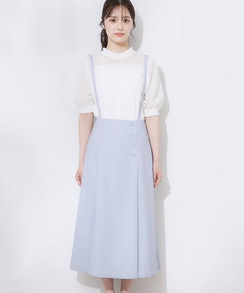 couture brooch（クチュールブローチ）の「【2WAY・通勤・きれいめ】リネンライク サス付きスカート（スカート・レディース・ナチュラル/ブラウン系その他/サックスブルー・42/40/38/36）」の21枚目の写真