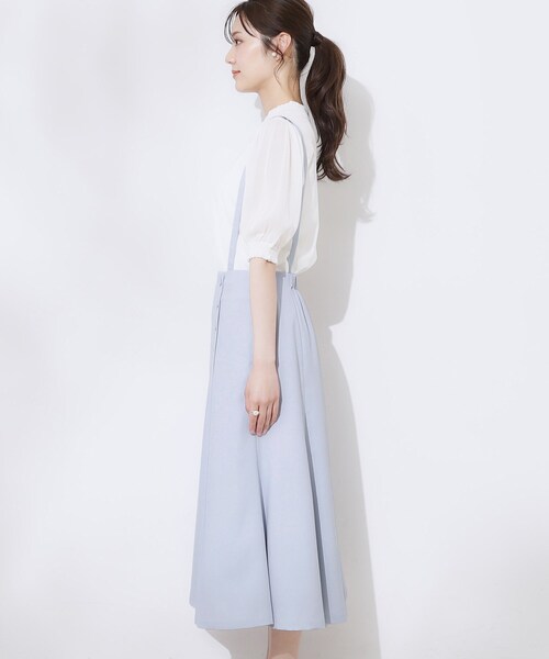 couture brooch（クチュールブローチ）の「【2WAY・通勤・きれいめ】リネンライク サス付きスカート（スカート・レディース・ナチュラル/ブラウン系その他/サックスブルー・42/40/38/36）」の22枚目の写真