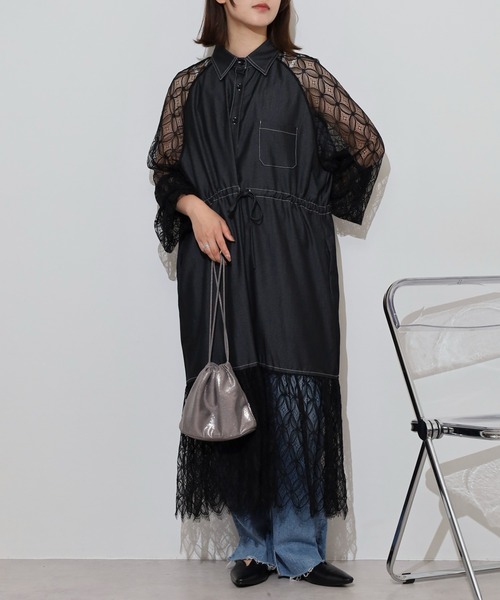 ブラウス シャツ je crois soi レース＆デニム　シャツ レディース セール】je crois soi レース＆デニム シャツ（シャツ/ブラウス