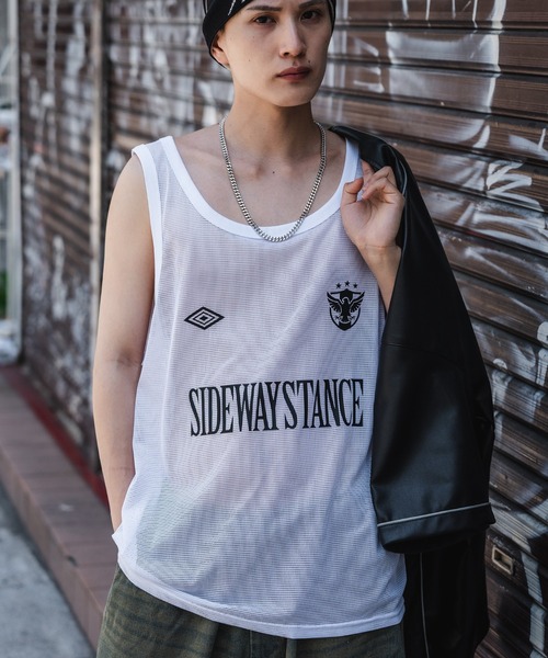 SIDEWAY STANCE（サイドウェイスタンス）の「【SIDEWAY STANCE】メッシュ ゲーム ノースリーブシャツ（タンクトップ・メンズ・ホワイト/ブラック・X-LARGE/LARGE/MEDIUM）」の2枚目の写真