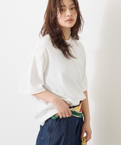 AMERICAN HOLIC(アメリカンホリック)の「接触冷感スムースルーズクルーネックTシャツ(Tシャツ/カットソー・レディース・オフホワイト/チャコールグレー/ブルー/ピンク/ブラック・L/M)」の8枚目の写真