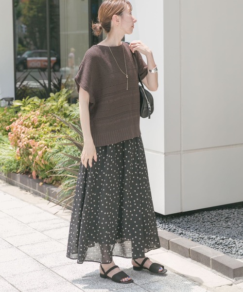 ITEMS URBANRESEARCH（アイテムズ アーバンリサーチ）の「フクレドットギャザースカート（スカート・レディース・モカ/ブラック・FREE）」の6枚目の写真