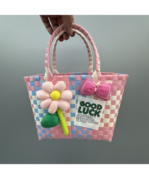 Ritzy(リッツィー)の「3色展開 可愛いカラフルかごバッグ ショルダーバッグ(かごバッグ・レディース・ベージュ/ピンク/ブルー・FREE)」の19枚目の写真