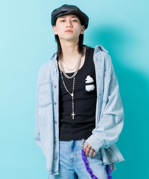 ankoROCK(アンコロック)の「TEDDY ankoROCK ワッフルタンクトップ(タンクトップ・レディース・ホワイト系1/ホワイト系2/ブラック系1/ブラック系2/グレー系1/グレー系2・S/M/L/XL)」の3枚目の写真