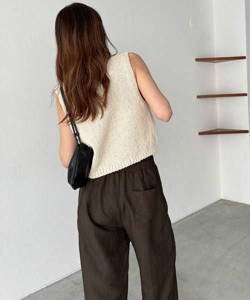 CANAL JEAN(キャナルジーン)の「El mar コットンクロップドボタンベスト(ベスト・レディース・ベージュ/ネイビー・ONE SIZE)」の4枚目の写真