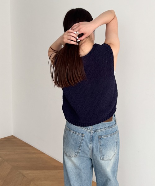 CANAL JEAN(キャナルジーン)の「El mar コットンクロップドボタンベスト(ベスト・レディース・ベージュ/ネイビー・ONE SIZE)」の7枚目の写真