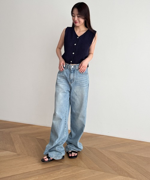 CANAL JEAN(キャナルジーン)の「El mar コットンクロップドボタンベスト(ベスト・レディース・ベージュ/ネイビー・ONE SIZE)」の8枚目の写真
