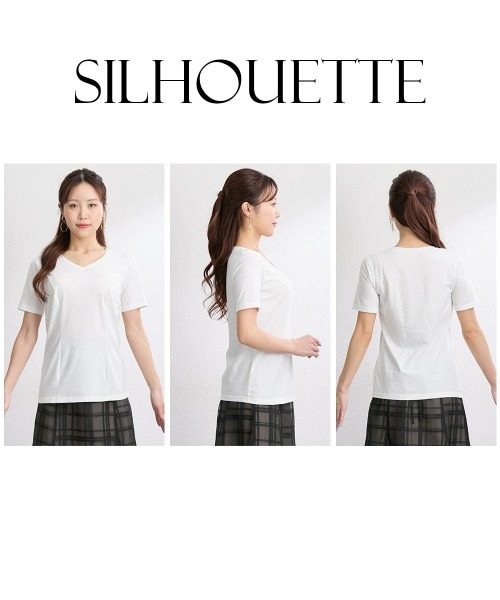 Nissen glamor(ニッセングラマー)の「【大きい胸専用】綿100%汗染み防止Vネック美ライン半袖Tシャツ(Tシャツ/カットソー・レディース・ブラック/ホワイト/グレイッシュベージュ・M/L)」の14枚目の写真