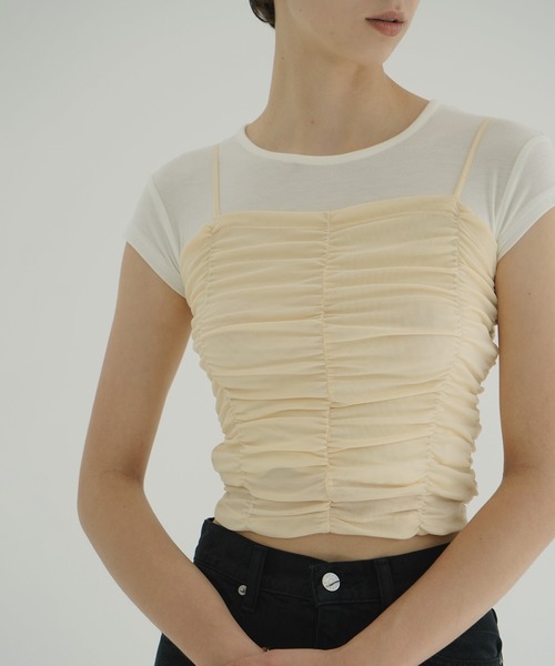 CLANE（クラネ）の「CLANE DRAPE SATIN CAMISOLE TOPS