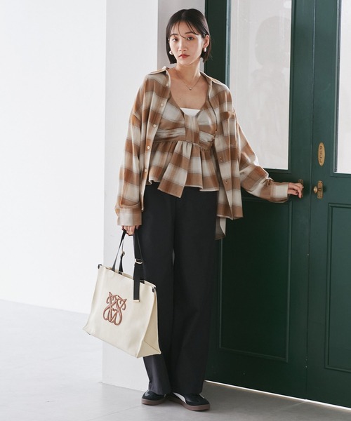 VIS（ビス）の「オンブレチェックリボンビスチェ（キャミソール・レディース・ベージュ系その他/ブラック系その他・FREE）」の15枚目の写真