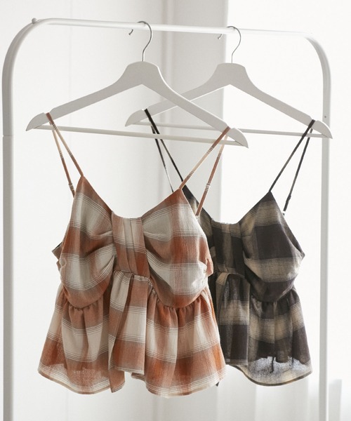 VIS（ビス）の「オンブレチェックリボンビスチェ（キャミソール・レディース・ベージュ系その他/ブラック系その他・FREE）」の5枚目の写真