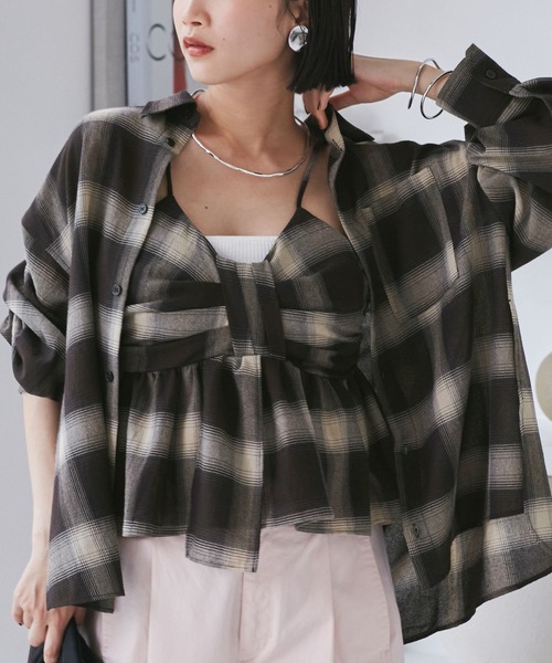 VIS（ビス）の「オンブレチェックリボンビスチェ（キャミソール・レディース・ベージュ系その他/ブラック系その他・FREE）」の21枚目の写真