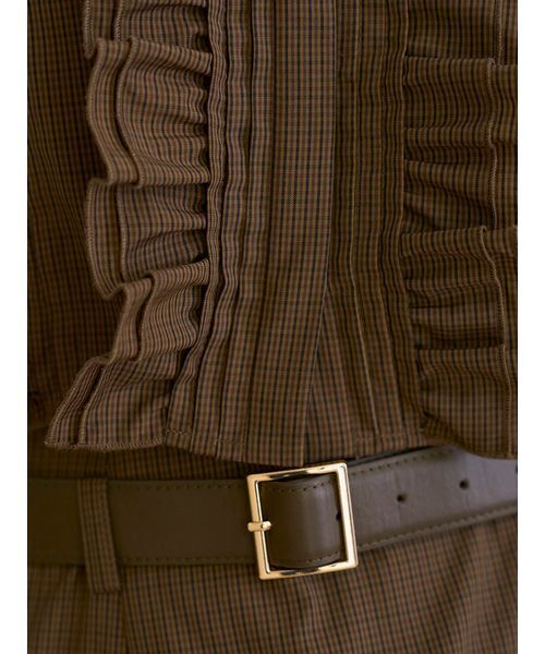 SNIDEL（スナイデル）の「ノースリクロップドフリルシャツ（シャツ/ブラウス・レディース・ネイビー/チェック/ホワイト・F）」の19枚目の写真