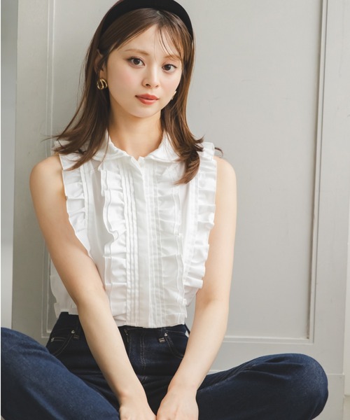SNIDEL - SNIDEL 正規品★ 短丈フリルブラウス クロップド SNIDEL ブラウス シャツ クロップドコットンフリルブラウス