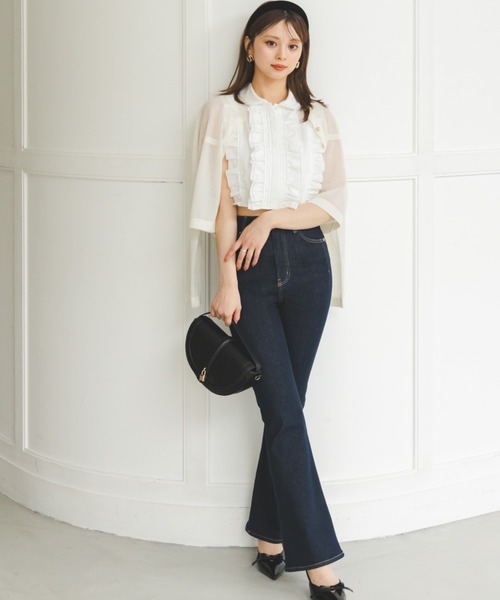 ノースリクロップドフリルシャツ（シャツ/ブラウス）｜SNIDEL