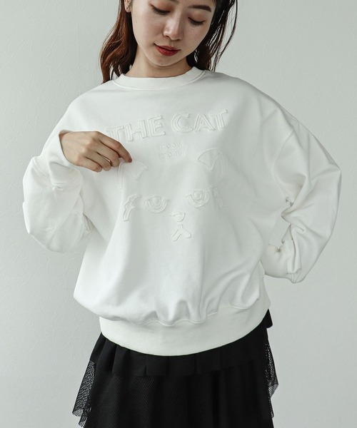 Cepica（セピカ）の「CAT刺繍スウェット（スウェット・レディース・ホワイト/ブラック・FREE）」の2枚目の写真
