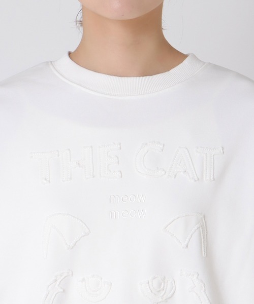 Cepica（セピカ）の「CAT刺繍スウェット（スウェット・レディース・ホワイト/ブラック・FREE）」の5枚目の写真