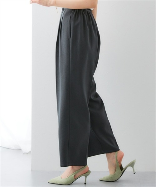 7days Life Styling(セブンデイズライフスタイリング)の「ウール調ワイドストレートパンツ(しわになりにくい・洗濯機OK)<大きいサイズ有>(スラックス・レディース・チェック/チャコール・S/3L/LL/L/M)」の13枚目の写真