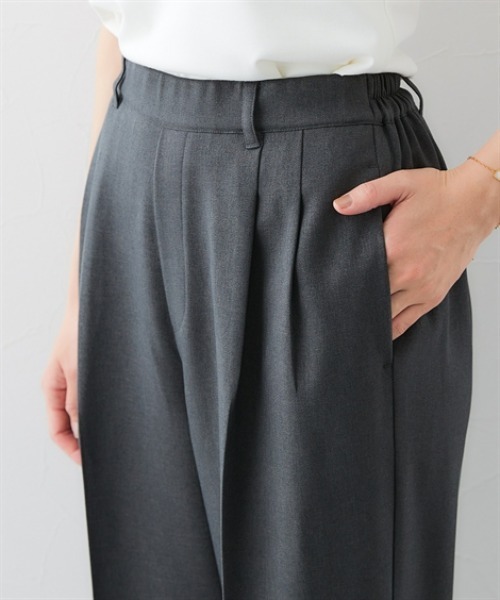 7days Life Styling(セブンデイズライフスタイリング)の「ウール調ワイドストレートパンツ(しわになりにくい・洗濯機OK)<大きいサイズ有>(スラックス・レディース・チェック/チャコール・S/3L/LL/L/M)」の15枚目の写真