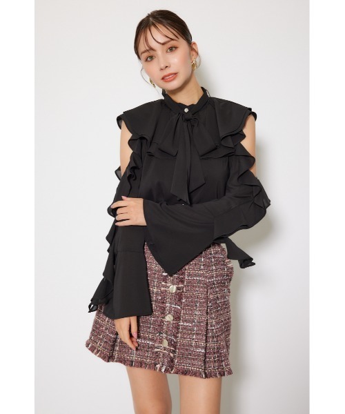 rienda(リエンダ)の「フリルスリーブビッグカラーリボンブラウス 秋服(シャツ/ブラウス・レディース・ブラック/ホワイト/ブラウン・FREE)」の17枚目の写真