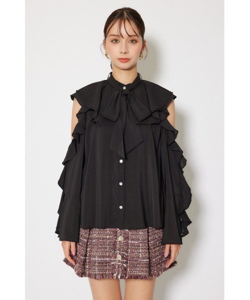 rienda(リエンダ)の「フリルスリーブビッグカラーリボンブラウス 秋服(シャツ/ブラウス・レディース・ブラック/ホワイト/ブラウン・FREE)」の21枚目の写真