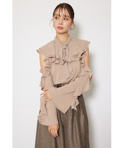 rienda(リエンダ)の「フリルスリーブビッグカラーリボンブラウス 秋服(シャツ/ブラウス・レディース・ブラック/ホワイト/ブラウン・FREE)」の22枚目の写真