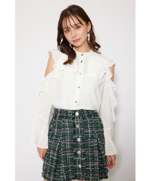 rienda(リエンダ)の「フリルスリーブビッグカラーリボンブラウス 秋服(シャツ/ブラウス・レディース・ブラック/ホワイト/ブラウン・FREE)」の5枚目の写真