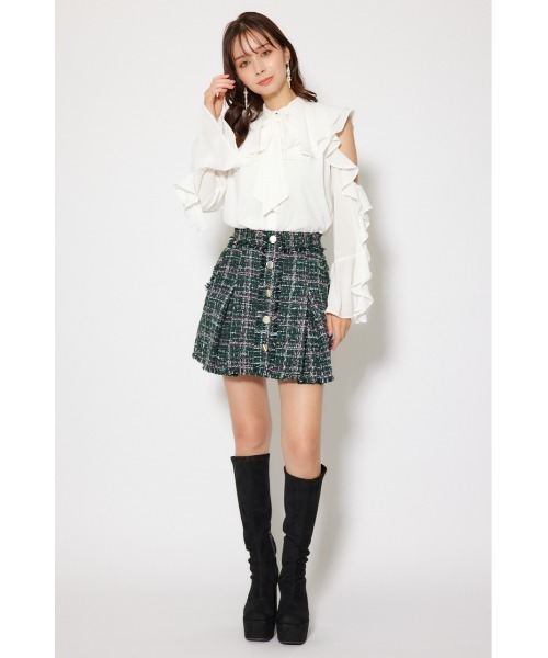 rienda(リエンダ)の「フリルスリーブビッグカラーリボンブラウス 秋服(シャツ/ブラウス・レディース・ブラック/ホワイト/ブラウン・FREE)」の8枚目の写真