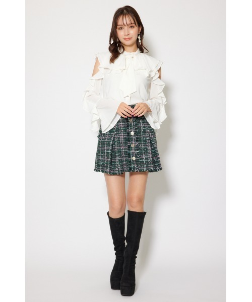 rienda(リエンダ)の「フリルスリーブビッグカラーリボンブラウス 秋服(シャツ/ブラウス・レディース・ブラック/ホワイト/ブラウン・FREE)」の9枚目の写真