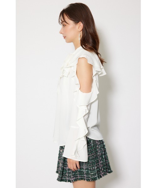 rienda(リエンダ)の「フリルスリーブビッグカラーリボンブラウス 秋服(シャツ/ブラウス・レディース・ブラック/ホワイト/ブラウン・FREE)」の11枚目の写真