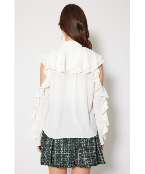 rienda(リエンダ)の「フリルスリーブビッグカラーリボンブラウス 秋服(シャツ/ブラウス・レディース・ブラック/ホワイト/ブラウン・FREE)」の12枚目の写真