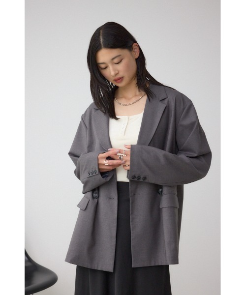 AZUL by moussy（アズールバイマウジー）の「ダブルテーラードジャケット（テーラードジャケット・レディース・ブラック系その他/杢グレー・FREE）」の17枚目の写真