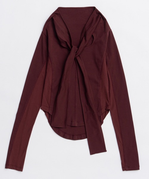 MAISON SPECIAL(メゾンスペシャル)の「Ribbon Cutout Tops/リボンカットアウトトップス(Tシャツ/カットソー・レディース・ボルドー/ブラック/ホワイト・FREE)」の13枚目の写真