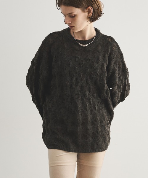 LOSCa（ロスカ）の「ポコポコニットプルオーバー（ニット/セーター・レディース・アイボリー/チャコールグレー/ライトブルー・FREE）」の2枚目の写真