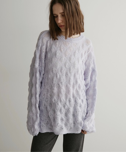 LOSCa（ロスカ）の「ポコポコニットプルオーバー（ニット/セーター・レディース・アイボリー/チャコールグレー/ライトブルー・FREE）」の16枚目の写真