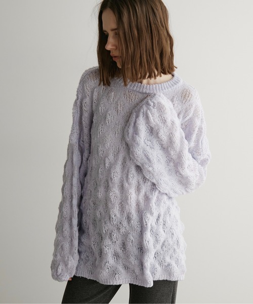 LOSCa（ロスカ）の「ポコポコニットプルオーバー（ニット/セーター・レディース・アイボリー/チャコールグレー/ライトブルー・FREE）」の17枚目の写真
