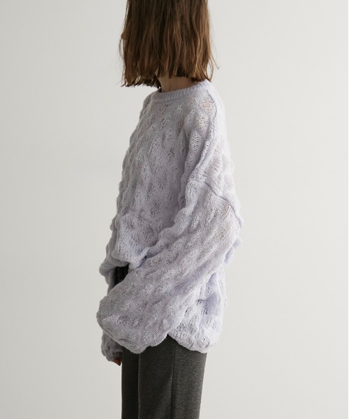 LOSCa（ロスカ）の「ポコポコニットプルオーバー（ニット/セーター・レディース・アイボリー/チャコールグレー/ライトブルー・FREE）」の18枚目の写真