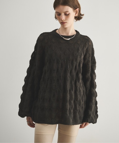 LOSCa（ロスカ）の「ポコポコニットプルオーバー（ニット/セーター・レディース・アイボリー/チャコールグレー/ライトブルー・FREE）」の4枚目の写真