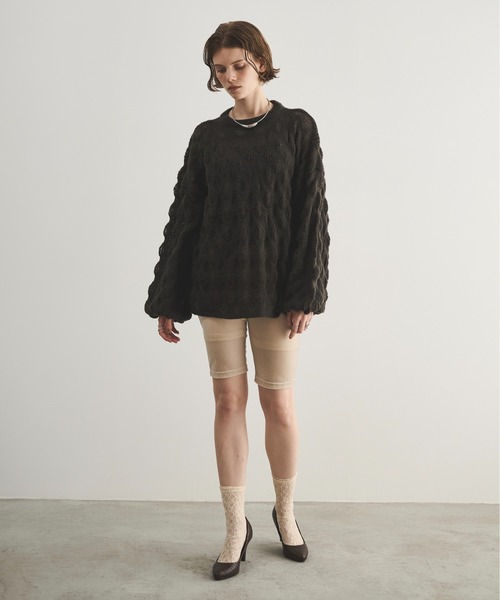 LOSCa（ロスカ）の「ポコポコニットプルオーバー（ニット/セーター・レディース・アイボリー/チャコールグレー/ライトブルー・FREE）」の12枚目の写真