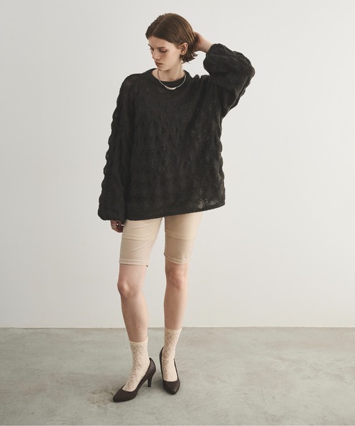 LOSCa（ロスカ）の「ポコポコニットプルオーバー（ニット/セーター・レディース・アイボリー/チャコールグレー/ライトブルー・FREE）」の13枚目の写真