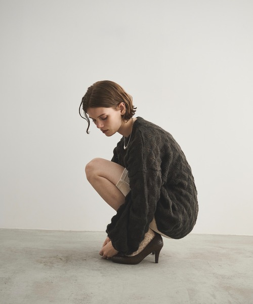 LOSCa（ロスカ）の「ポコポコニットプルオーバー（ニット/セーター・レディース・アイボリー/チャコールグレー/ライトブルー・FREE）」の10枚目の写真