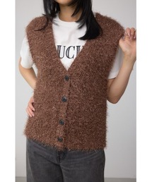 AZUL by moussy | ラメフェザーVネックニットベスト(ベスト)