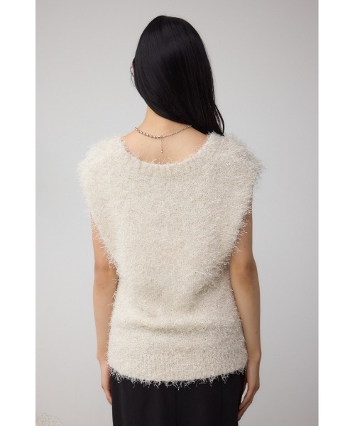 AZUL by moussy(アズールバイマウジー)の「ラメフェザーVネックニットベスト(ベスト・レディース・ブラウン/ブラック/アイボリー・FREE)」の9枚目の写真