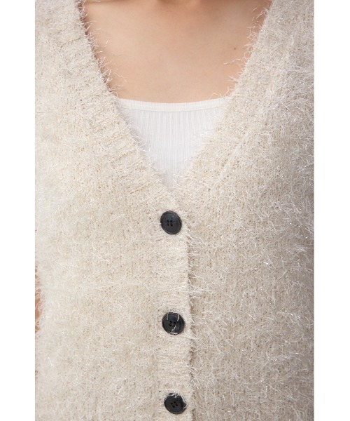 AZUL by moussy(アズールバイマウジー)の「ラメフェザーVネックニットベスト(ベスト・レディース・ブラウン/ブラック/アイボリー・FREE)」の10枚目の写真