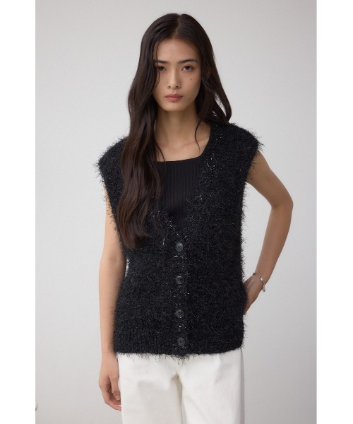 AZUL by moussy(アズールバイマウジー)の「ラメフェザーVネックニットベスト(ベスト・レディース・ブラウン/ブラック/アイボリー・FREE)」の14枚目の写真