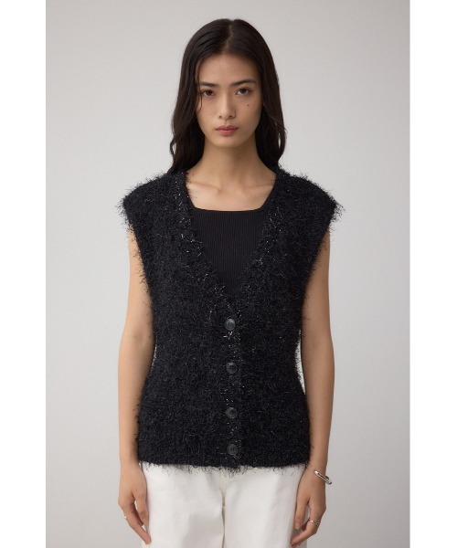 AZUL by moussy(アズールバイマウジー)の「ラメフェザーVネックニットベスト(ベスト・レディース・ブラウン/ブラック/アイボリー・FREE)」の16枚目の写真