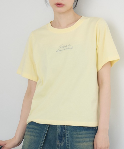 RETRO GIRL(レトロガール)の「ラメジェルプリントTEE(Tシャツ/カットソー・レディース・イエロー/チャコールグレー/オフホワイト・FREE)」の3枚目の写真